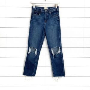 LAGENCE Audrina Straight High Rise Denim Jean Destroyed Ripped Knee 26